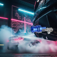 Автомобільний турбо звуковий свисток на вихлопну трубу глушника UKC AIR TURBO SOUND синій