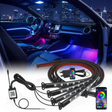 Автомобильная RGB LED подсветка дна с Bluetooth, 4 ленты 90 и 120 см, 12V