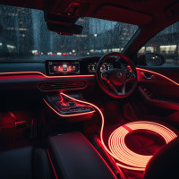 Гнучкий неон 5 метрів червоного кольору для підсвічування салону автоприладки USB