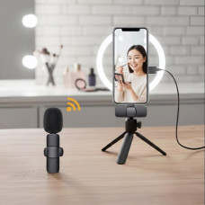 Бездротовий петличний мікрофон K8 чорний з адаптером Lightning-Type-C