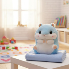 Хом'як-подушка з пледом, дитяча іграшка, подушка в авто, плед-хом'як 3 в 1