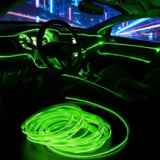 Гибкий LED неон 5 м зеленый с кантовой кромкой для салона автомобиля и приборки USB