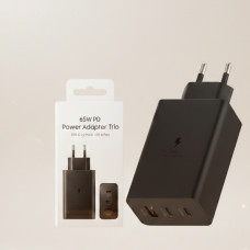 Сетевое зарядное устройство 65W Trio с 2 Type-C и USB-A, поддержка быстрой зарядки PD 3.0 / SFC / AFC, черное