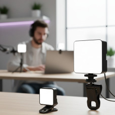 Светодиодная лампа для селфи WHITE со студийным клипсовым светильником для фото и видео