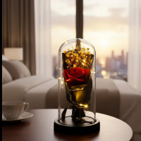 Декоративный букет из мыла Роза KR-02 в стеклянной колбе с подсветкой LED