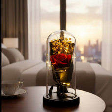 Декоративный букет из мыла Роза KR-02 в стеклянной колбе с подсветкой LED