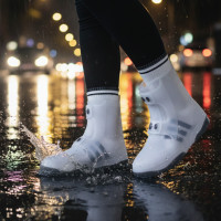 Бахилы силиконовые водонепроницаемые многоразовые для обуви 43-45, высокие чехлы от дождя и грязи AND141