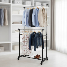 Двойная телескопическая вешалка стойка для одежды напольная Double Pole Clothers Horse