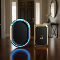 Беспроводной дверной звонок с 38 мелодиями и регулировкой громкости 220 В в розетку A1 черный