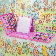 Набор художника (208 предметов) в кейсе в чемоданчике с мольбертом для рисования для девочки и мальчика