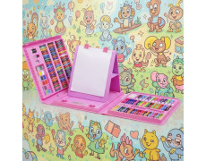 Набір художника (208 предметів) у кейсі у валізці з мольбертом для малювання для дівчинки та хлопчика