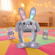 Светящаяся шапка пикачу с двигающимися ушками / шапка плюшевая Pikachu покемон Серая