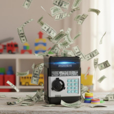 Детская электронная копилка сейф Mony Safe, купюроприемник, банкомат, с кодовым замком для бумажных купюр