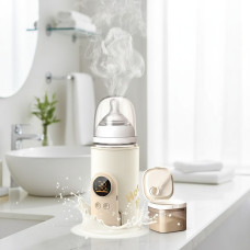 Подогреватель бутылочек с аккумулятором 6000 мАч, умный термос с контролем температуры, бежевый