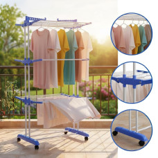 Сушилка вертикальная напольная для белья Garment Rack With Wheels 3 яруса