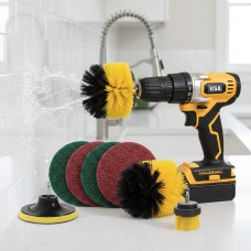 Набор щёток и насадок DS-012 для дрели и шуруповёрта, 8 предметов, для уборки плитки, ванн, ковров, кухни