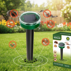 Отпугиватель насекомых кротов и грызунов на солнечной батарее Garden Pro Ультразвуковой прибор от грызунов