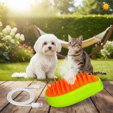 Паровая массажная щетка для домашних животных с силиконовой щетиной, аккумуляторная, USB