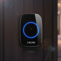 Беспроводной дверной звонок и приемник Cacazi с 38 мелодиями для дома на батарейках черный