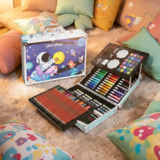 Набір для дитячої творчості Painting Set 145 предметів "Космонавт Блакитний", мольберт, фарби, олівці