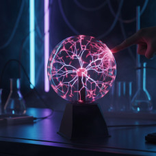 Ночник светильник Плазменный шар с молниями Plasma Light Magic Flash Ball BIG 5 дюймов на подставке