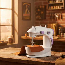 Мини-швейная машинка FHSM 201 Sewing Machine с адаптером 4 в 1 белая
