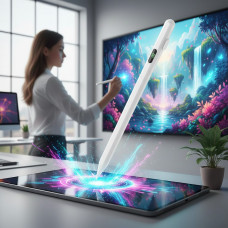 Активный магнитный стилус для письма и рисования с LED дисплеем для IOS белый