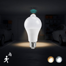 LED лампа E27 9Вт с датчиками движения и освещенности, угол свечения 120°, белый свет, автоматическое