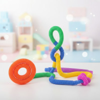 Набор сенсорных антистресс игрушек S Fidget Pop Tube, 12 эластичных пластиковых трубок