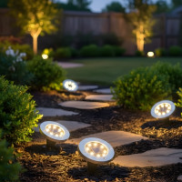 Уличные светильники солнечные Solar Disk Lights для дома и сада комплект из 4-х штук