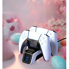 Зарядная станция Aolion для PS5 DualSense док станция для двух геймпадов белый