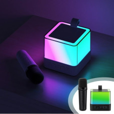 Портативная колонка K18 Bluetooth караоке RGB 2 микрофона FM USB TF AUX speaker