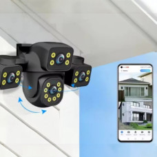 Камера видеонаблюдения QL4 12MP Wi-Fi IP уличная с 3 объективами поворотная
