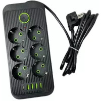 Сетевой фильтр Power Socket F06U удлинитель 6 розеток 4 USB Type-C 2 м