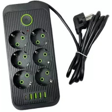Сетевой фильтр Power Socket F06U удлинитель 6 розеток 4 USB Type-C 2 м