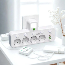 Сетевой фильтр 4 розетки с USB Type-C удлинитель с выключателем переходник