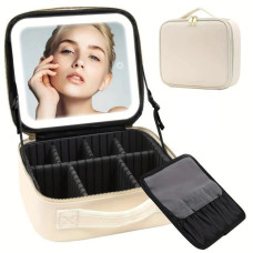 Косметичка дорожня Make Up з LED дзеркалом, б'юті кейс для косметики з підсвіткою органайзер