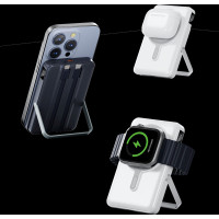 Портативне зарядне 20000 mAh 22.5W з бездротовою зарядкою MagSafe і кабелями Lightning Type-C білий