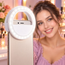 Світлодіодне кільце Selfie Ring Light для телефона з прищіпкою, 36 LED і 3 рівнями яскравості