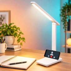 Акумуляторна настільна LED-лампа 869-1 із сенсорним керуванням і підставкою для телефона, біла