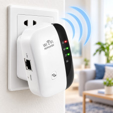 Wi Fi репітер Wireless N до 300 Мбіт с підсилювач сигналу розширювач діапазону IEEE 802.11n g b WPA WPA2 WEP білий