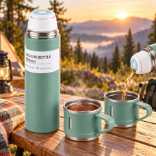 Набір термос та 2 чашки LY-526 Vacuum Cup 500 мл з нержавіючої сталі вакуумний для гарячих напоїв