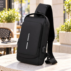 Сумка-слінг чоловіча XL-1514 через плече з USB-портом і кодовим замком, 24 × 14 × 10 см, чорна