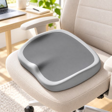 Ортопедична подушка для сидіння з піни Memory Foam 40 × 37 × 5,6 см для автомобіля та офісу, сіра