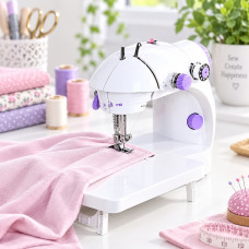 Портативна швейна машинка Mini Sewing SM202A з підсвіткою столиком та педаллю 2 швидкості