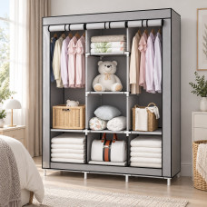 Шафа тканинна Storage Wardrobe 88130 складана 3 секції 8 полиць для одягу взуття та речей