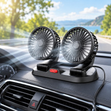 Автомобільний вентилятор Vehicle Fan X666 подвійний з двома головками від прикурювача для салону авто