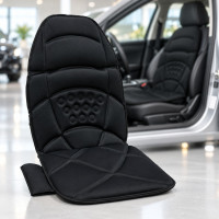 Вібромасажна накидка Cushion для дому та автомобіля з підігрівом і поперековою підтримкою чорна