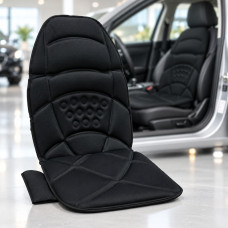 Вібромасажна накидка Cushion для дому та автомобіля з підігрівом і поперековою підтримкою чорна