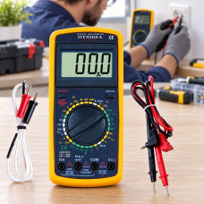 Цифровий мультиметр DT-9208A з поворотним дисплеєм, термопарою та щупами